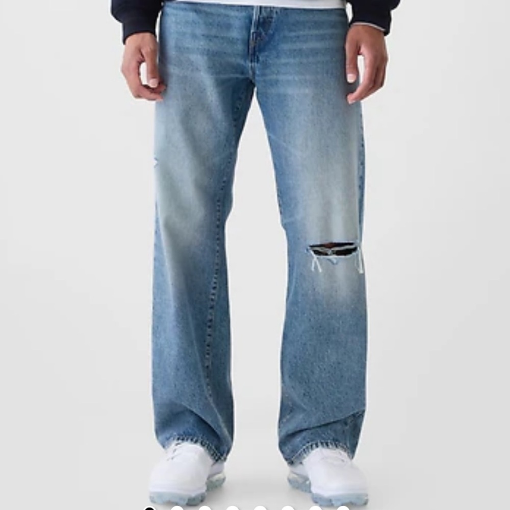 GAP Men's 90s Loose Fit Jeans - Distressed Medium/Light Wash